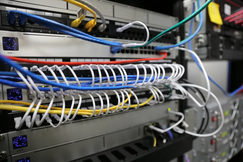 Business professionals collaborating with AI technology